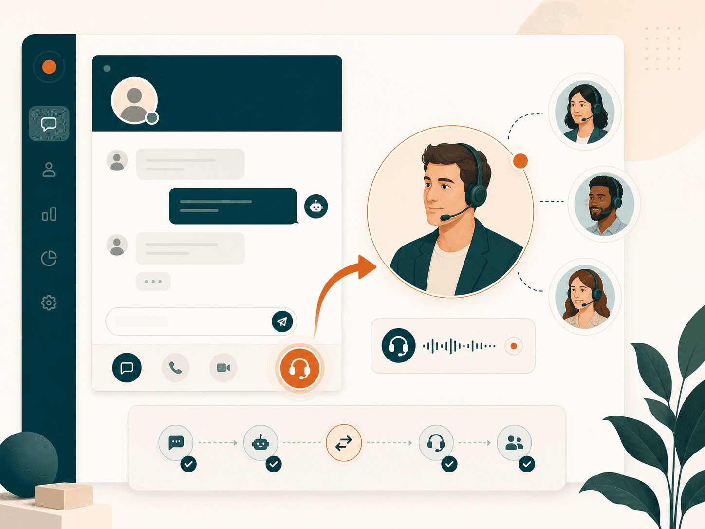 A live customer conversation being handed from Convo to a sales team member